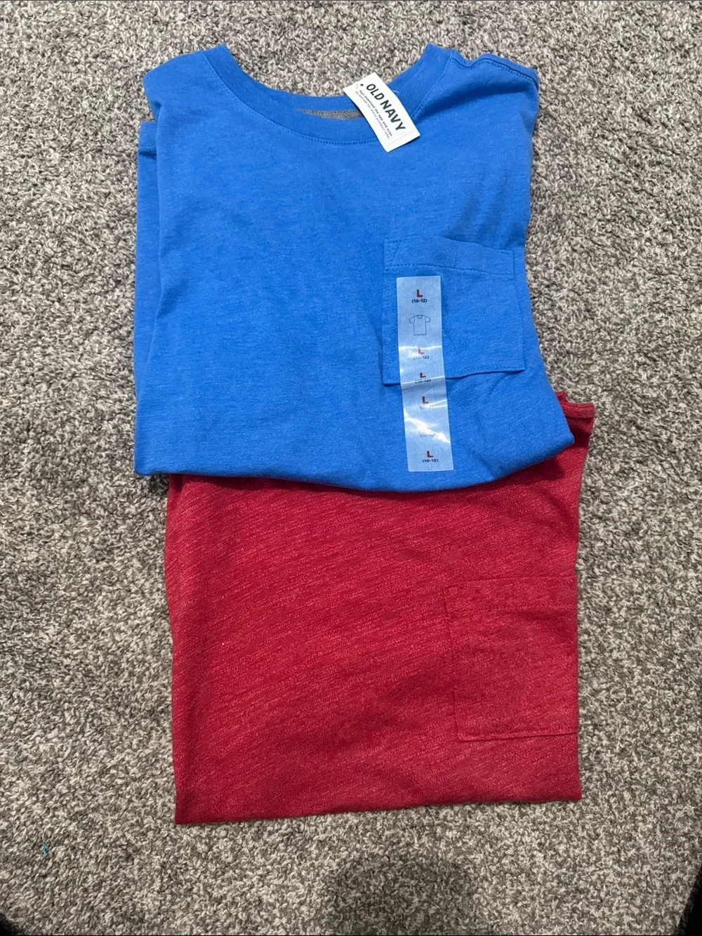 Old Navy Blue and Red Short Sleeve Pocket Tees